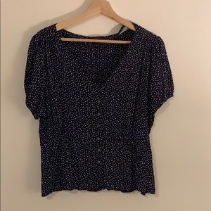 Navy Star Print Peplum Top